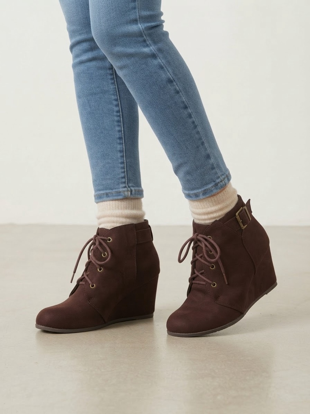 Y2K Brown Suede Wedge Booties US 5.5 / 6 Dark Academia Indie Sleaze Fall
